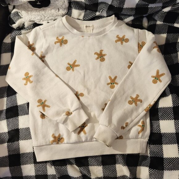 Girl's Forever 21 gingerbread white sweater Size 7/8 - Picture 1 of 3
